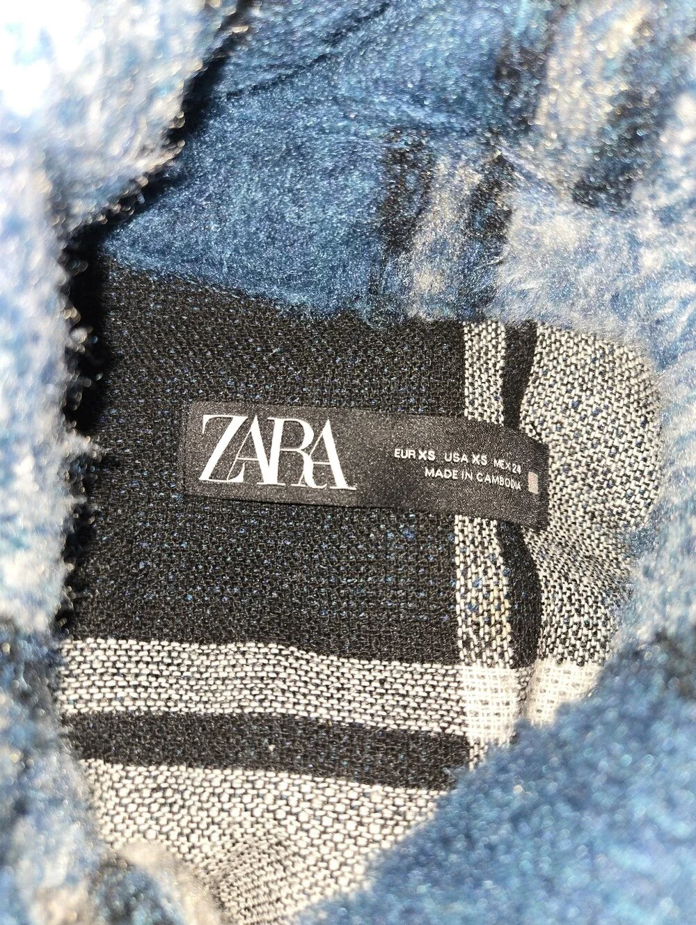ZARA Jacket Womens Size XSmall Plaid Shacket Large Pockets Warm - Picture 5 of 5
